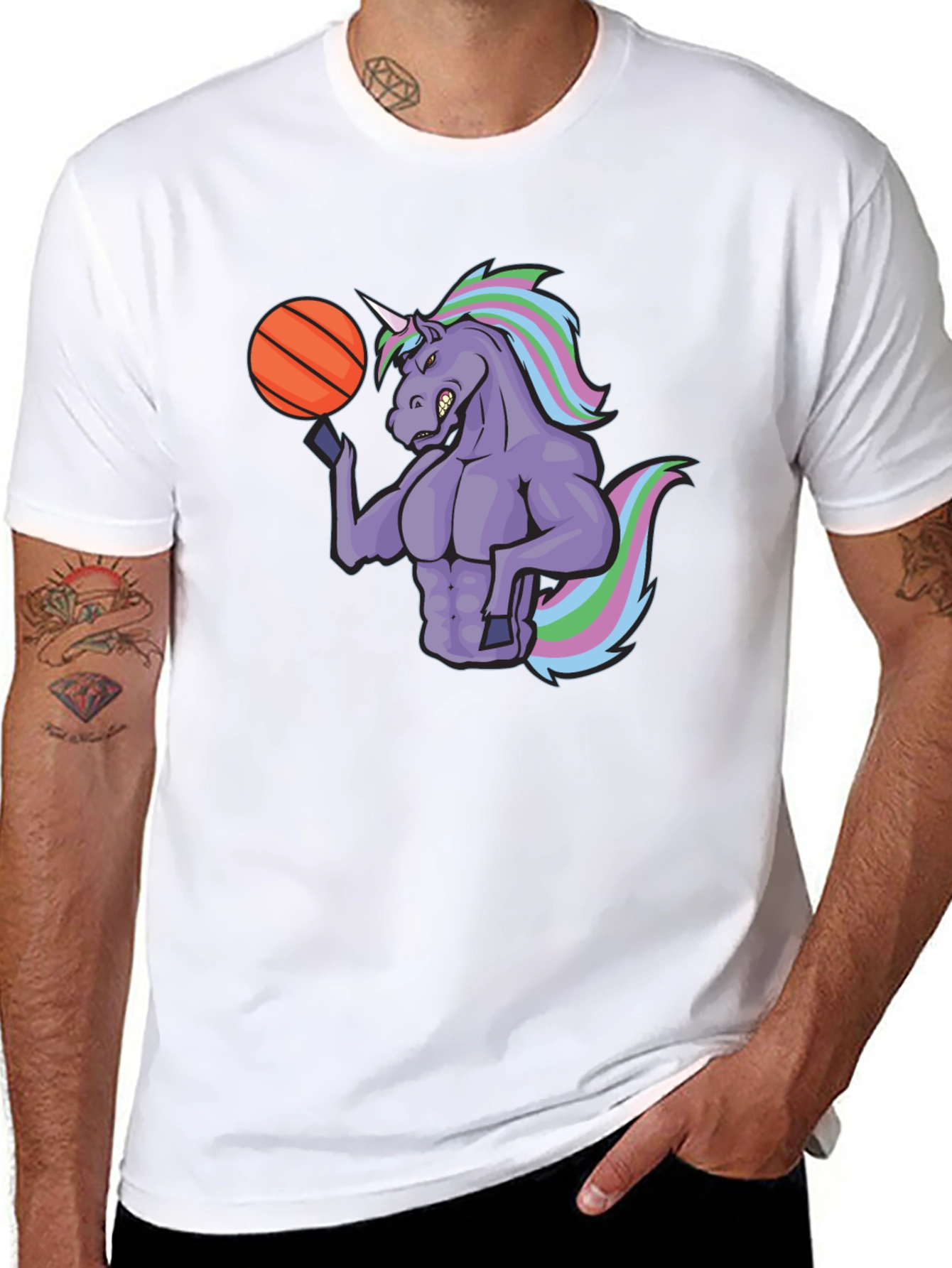 Unicorn Basketball Graphic Tee - Black
