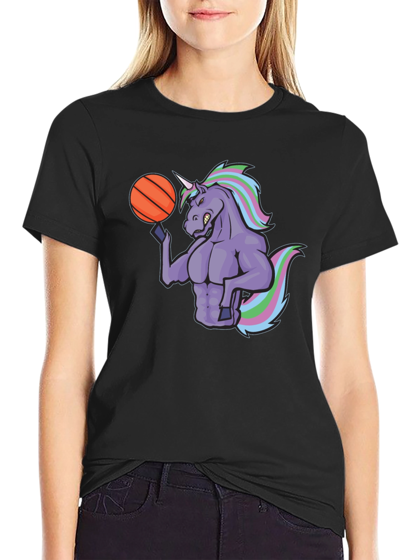 Unicorn Basketball Graphic Tee - Black