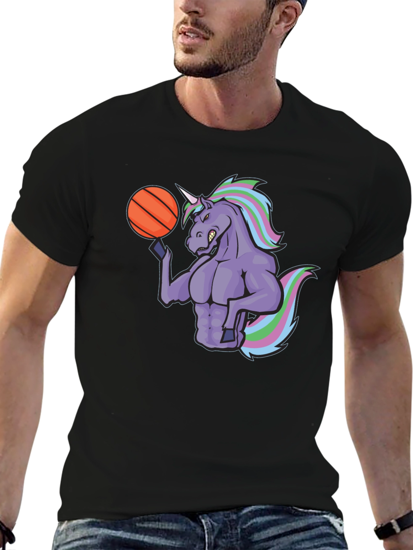 Unicorn Basketball Graphic Tee - Black