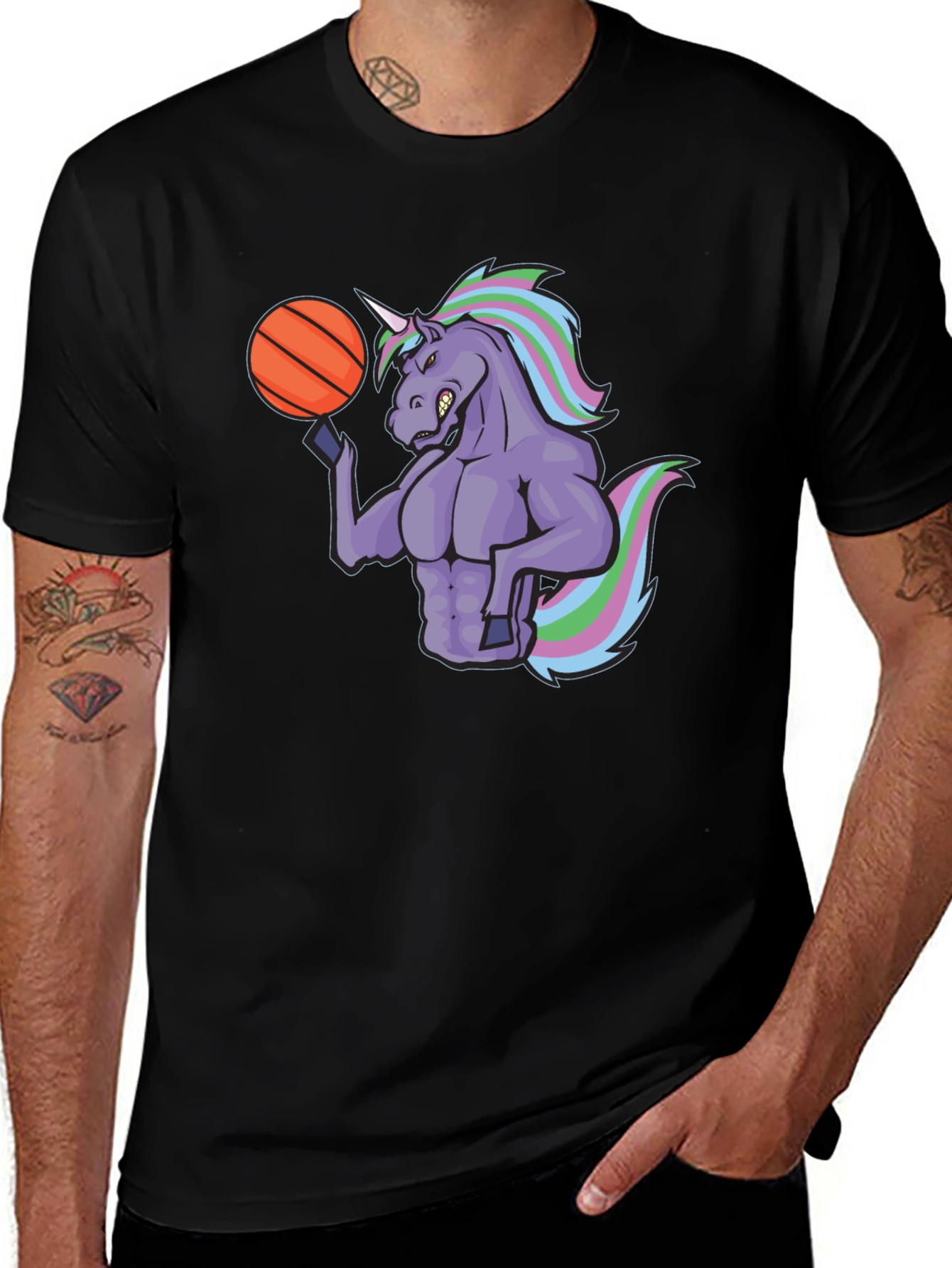 Unicorn Basketball Graphic Tee - Black