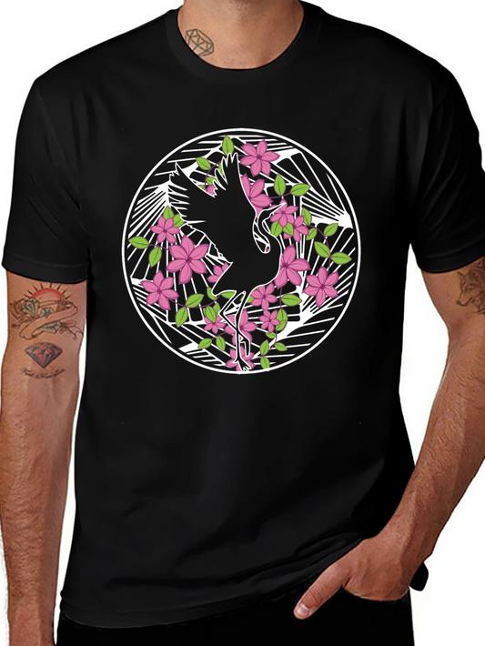 Crane and Blossom Graphic T-Shirt