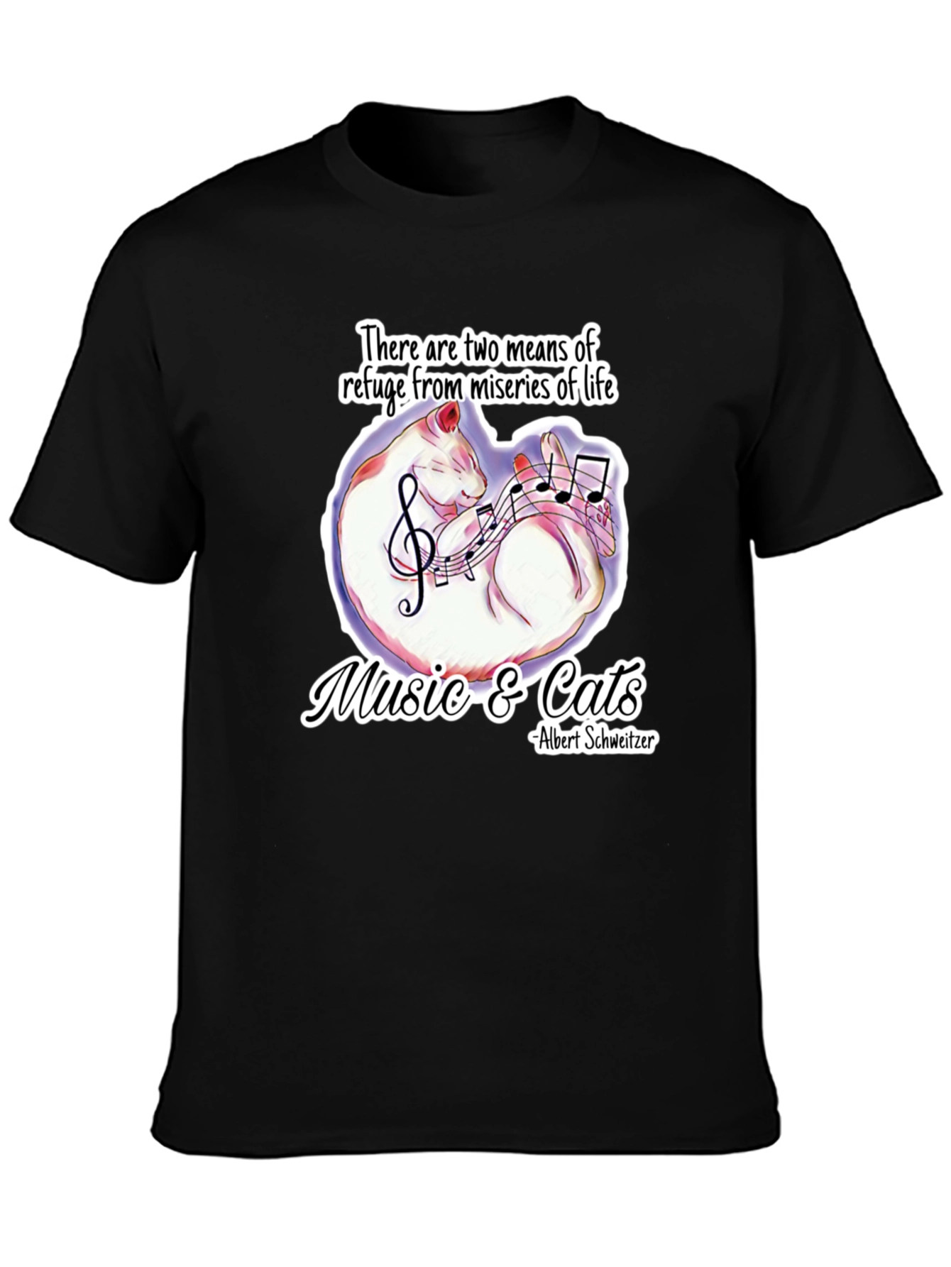 Music & Cats T-Shirt: Refuge From Lifes Miseries