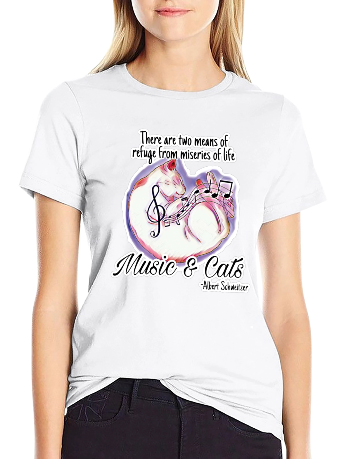 Music & Cats T-Shirt: Refuge From Lifes Miseries