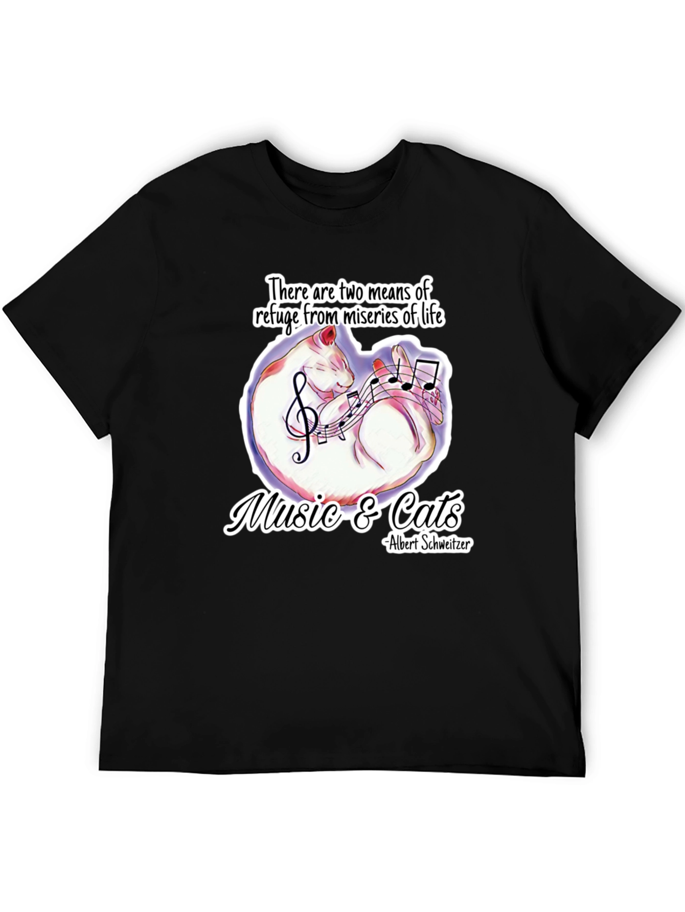 Music & Cats T-Shirt: Refuge From Lifes Miseries