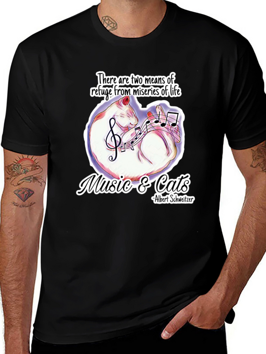 Music & Cats T-Shirt: Refuge From Lifes Miseries