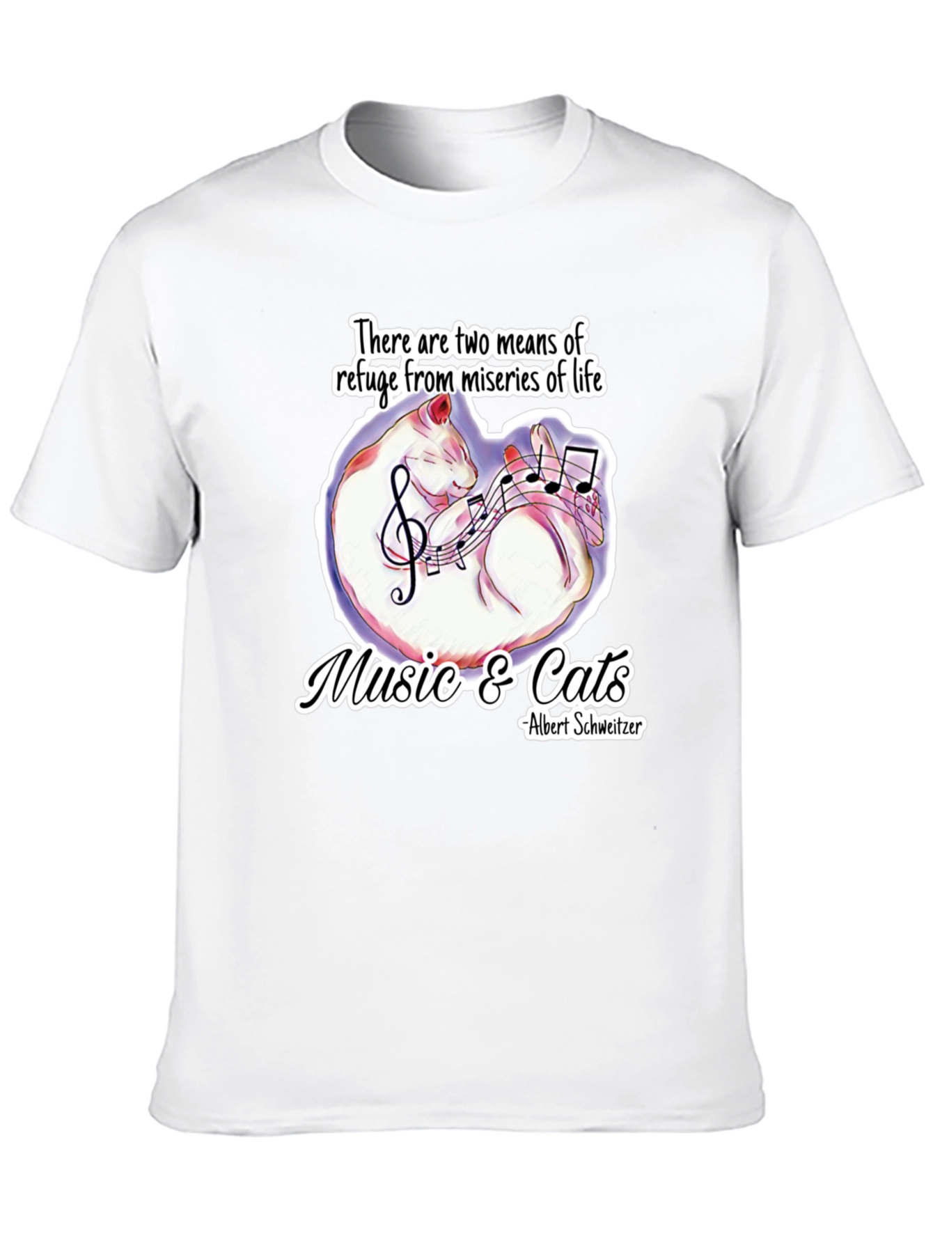 Music & Cats T-Shirt: Refuge From Lifes Miseries