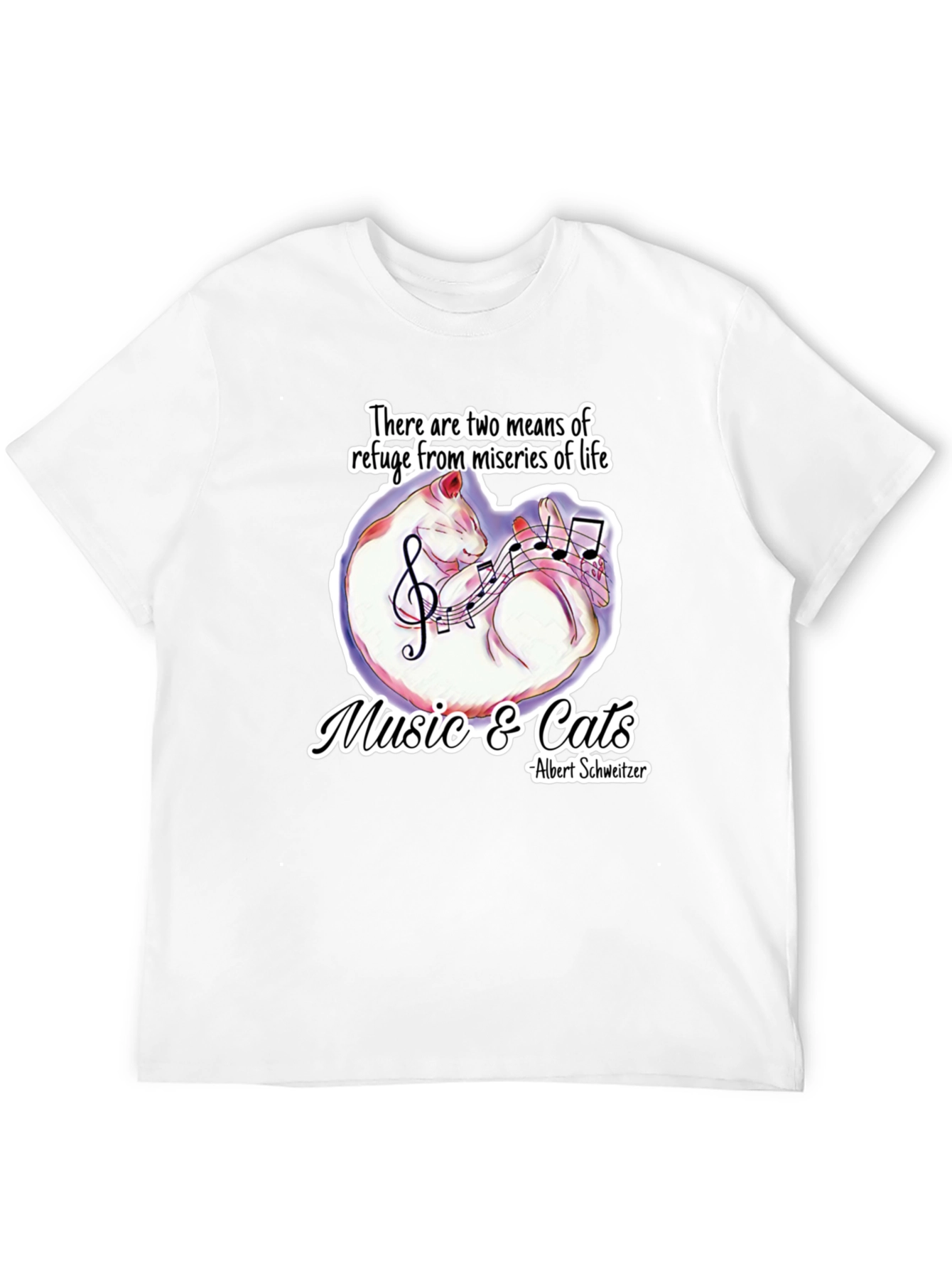 Music & Cats T-Shirt: Refuge From Lifes Miseries