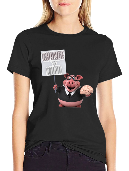 Change Your Mind Pig T-Shirt - Brainy Humor Tee
