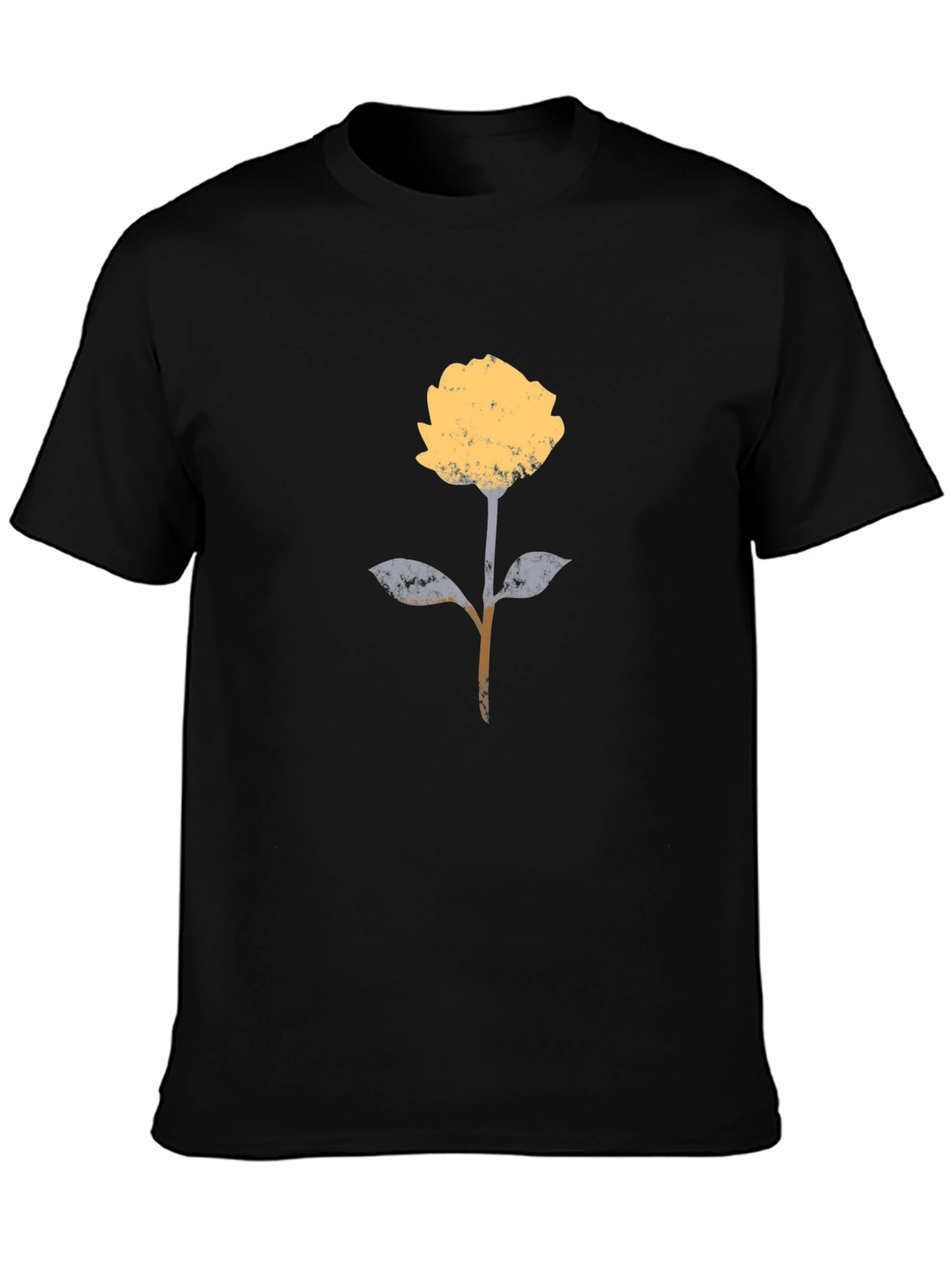 Modern Floral Graphic T-Shirt - Black Cotton Blend