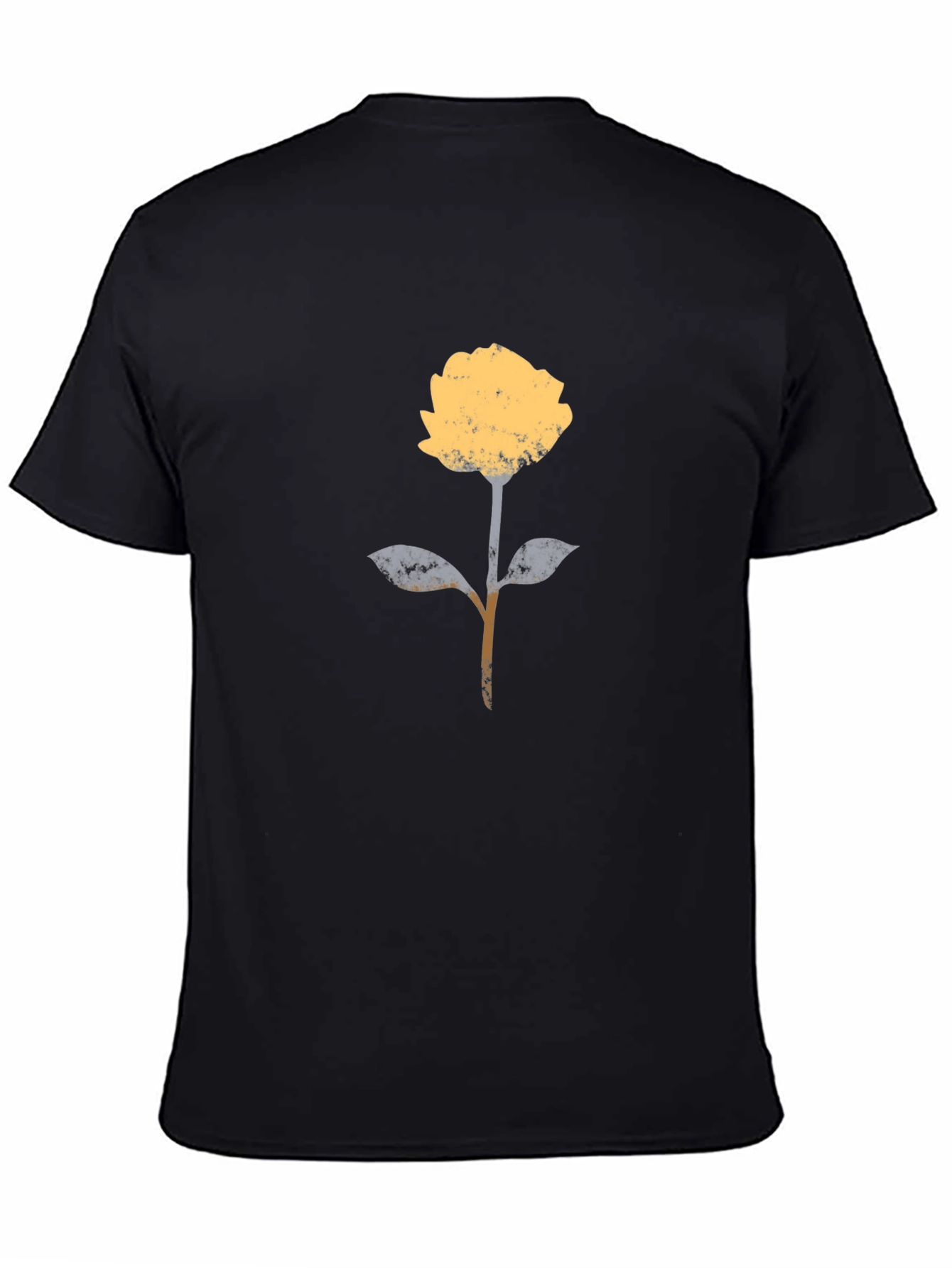 Modern Floral Graphic T-Shirt - Black Cotton Blend