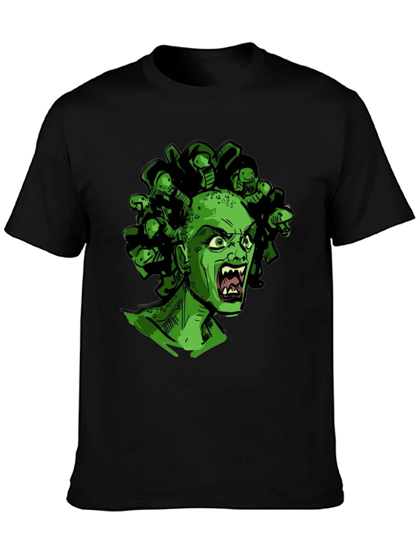 Medusa Graphic Print T-Shirt - Black