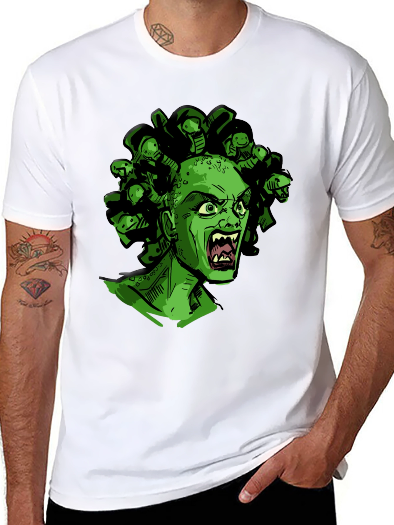 Medusa Graphic Print T-Shirt - Black