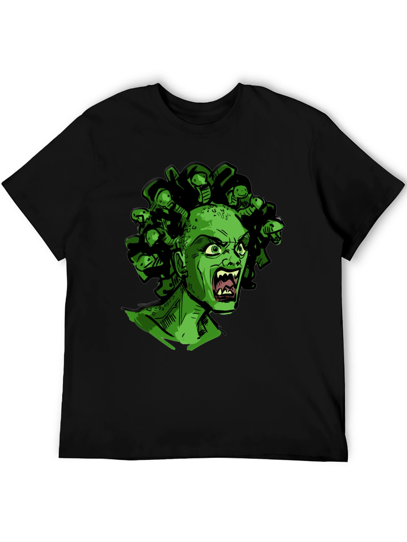 Medusa Graphic Print T-Shirt - Black