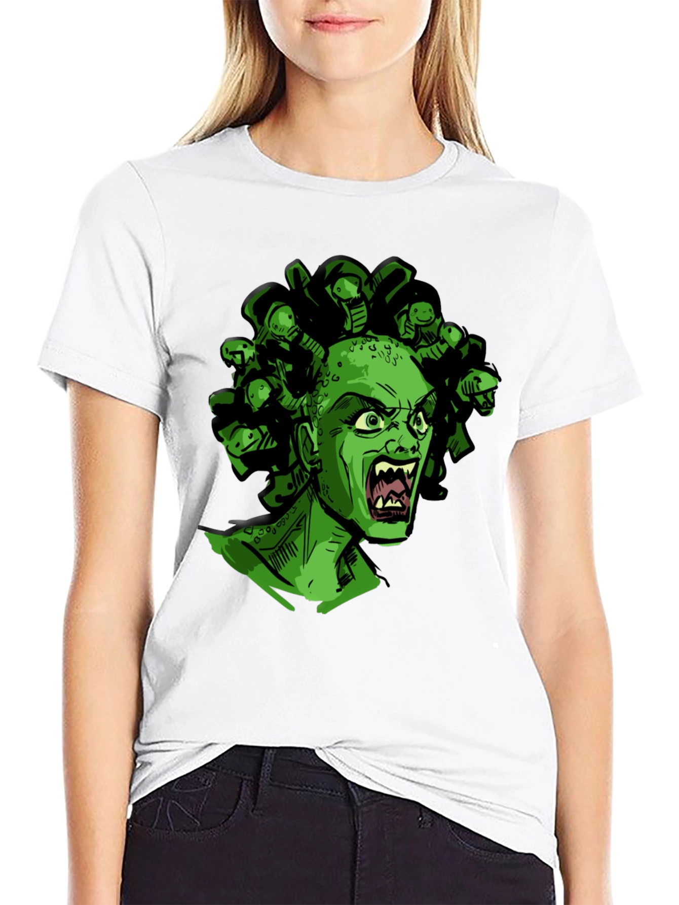 Medusa Graphic Print T-Shirt - Black