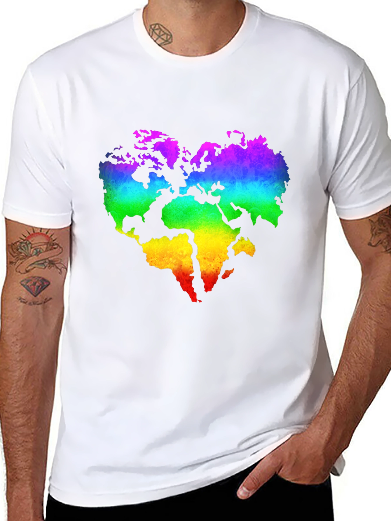 Rainbow Earth Heart Graphic T-Shirt