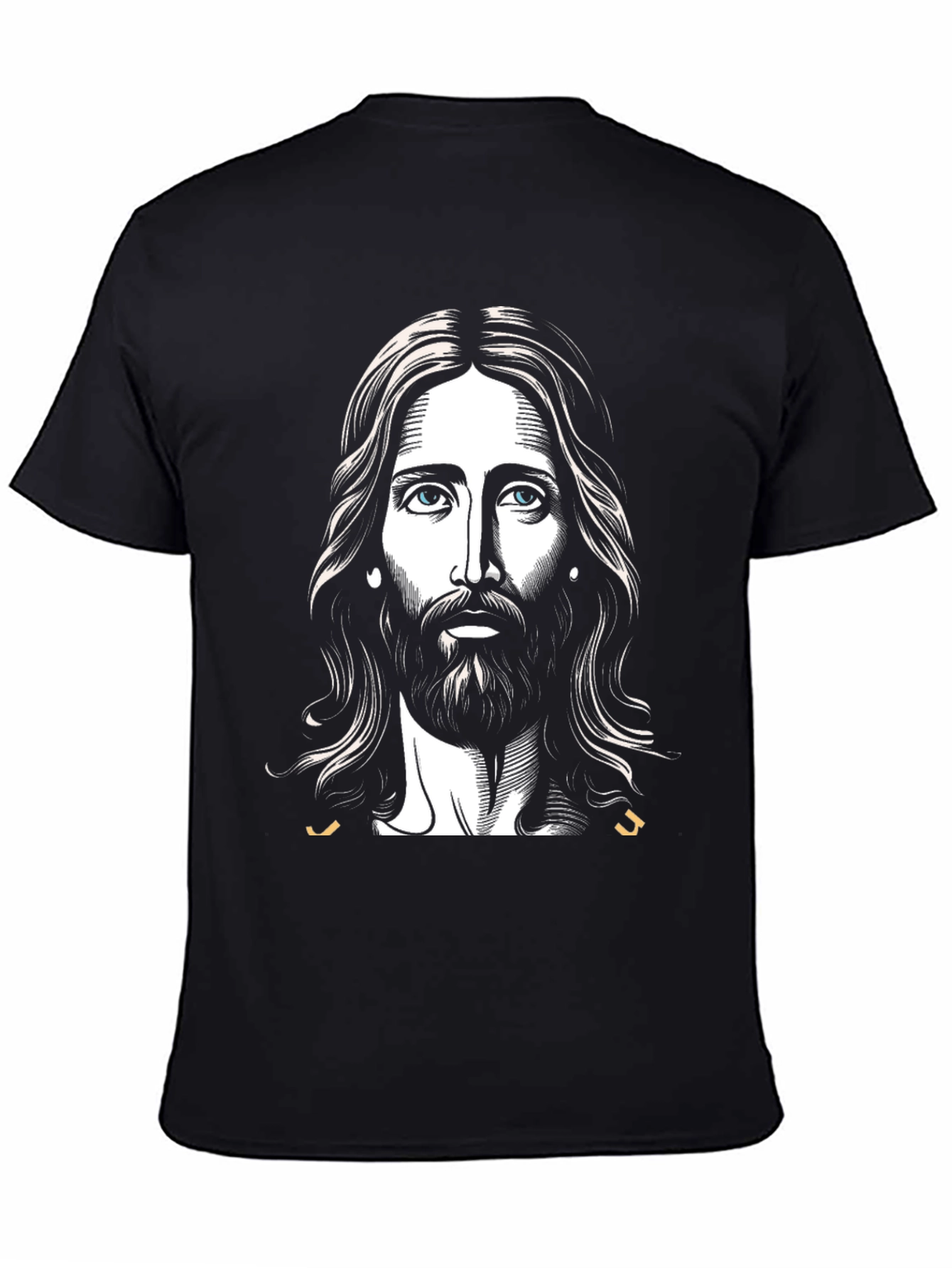 Jesus Portrait Graphic T-Shirt - Black
