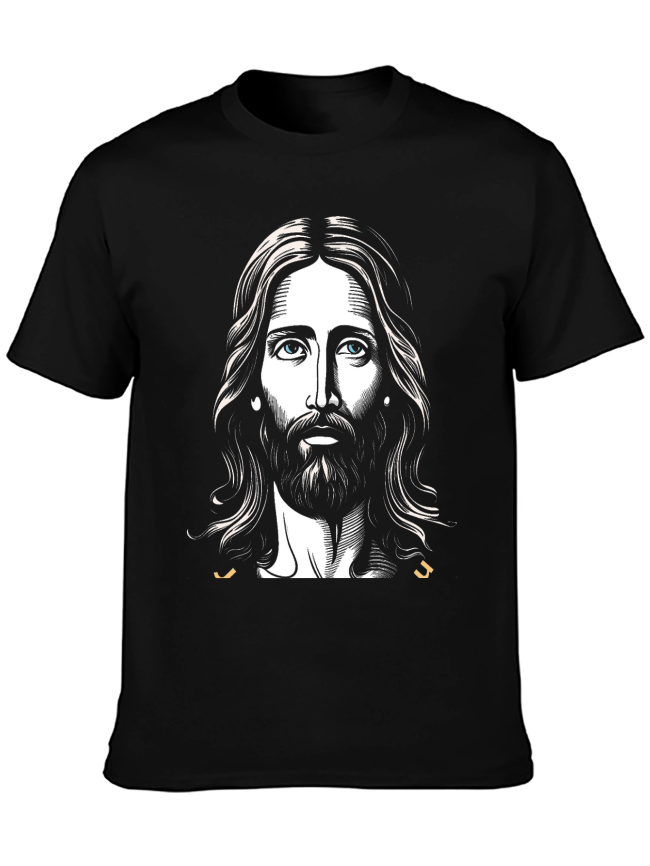 Jesus Portrait Graphic T-Shirt - Black
