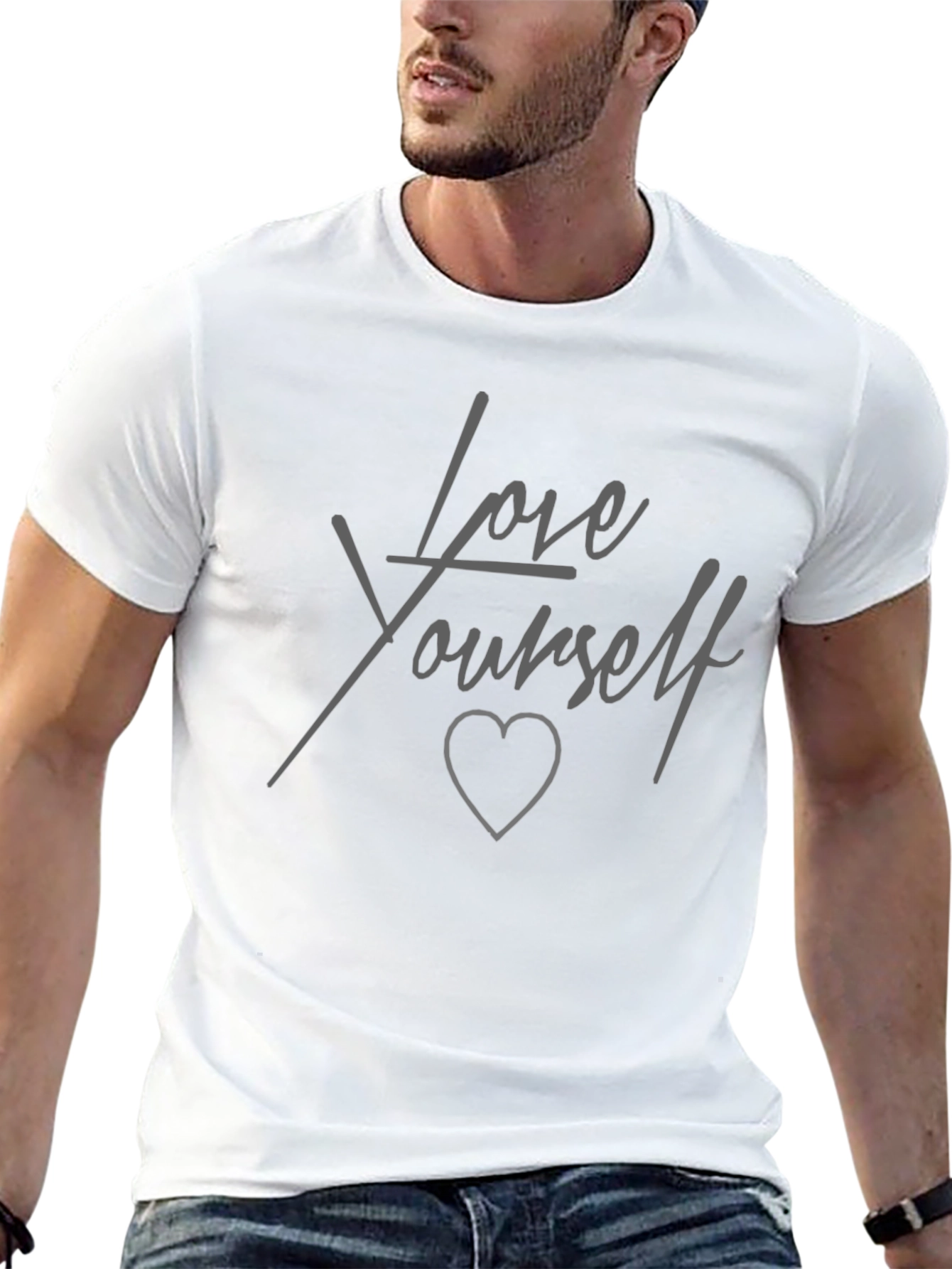Love Yourself T-Shirt - Grey Print on Black