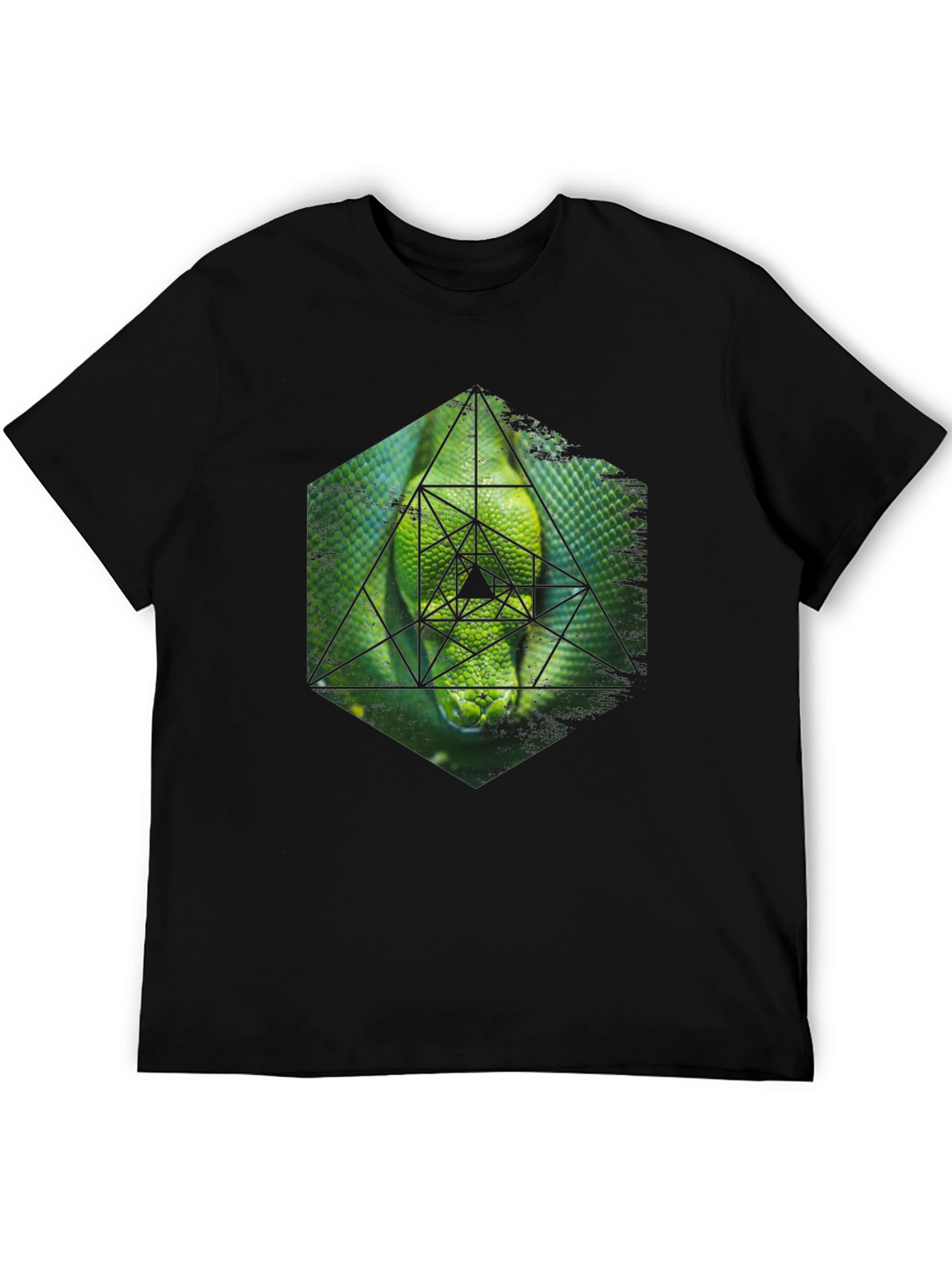 Geometric Snake Graphic Tee - Black
