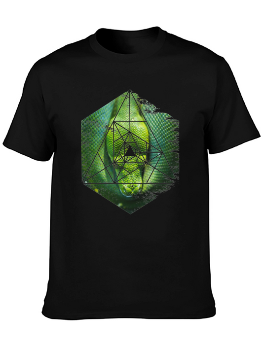 Geometric Snake Graphic Tee - Black