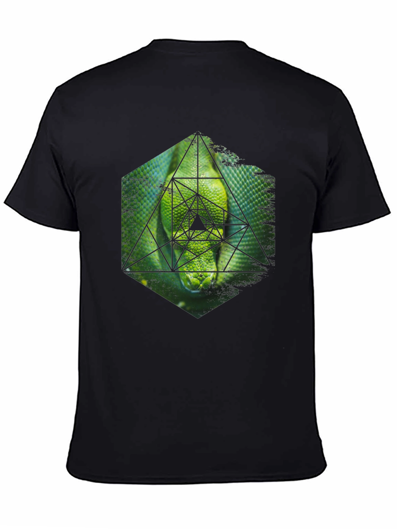 Geometric Snake Graphic Tee - Black