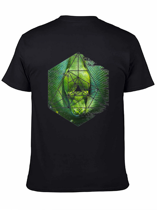 Geometric Snake Graphic Tee - Black