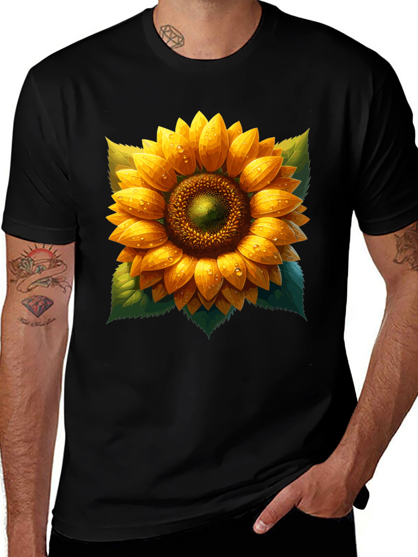 Sunflower Graphic Tee - Artistic Floral Design