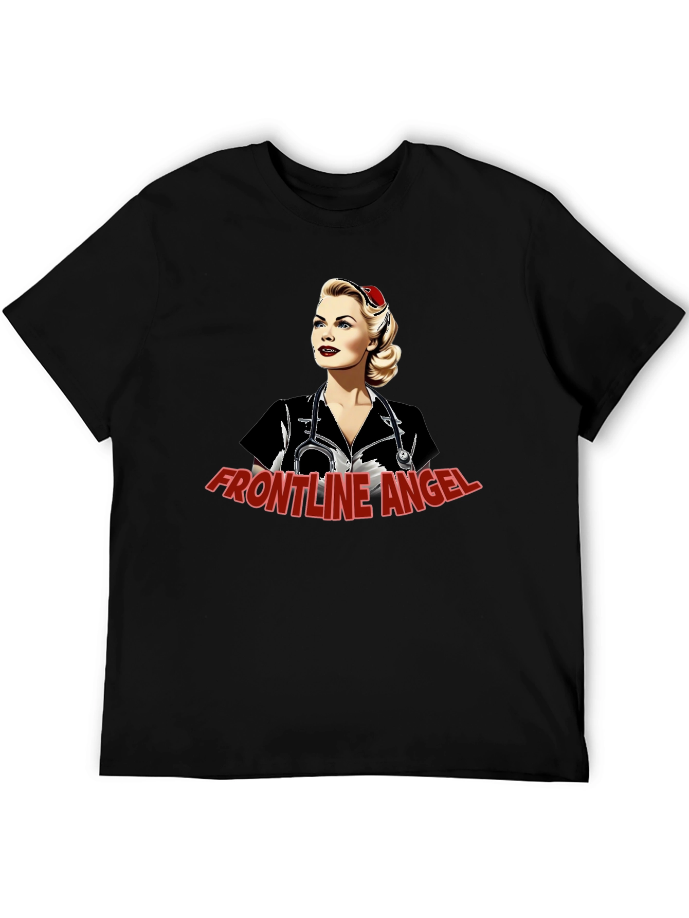 Frontline Angel Graphic T-Shirt - Black