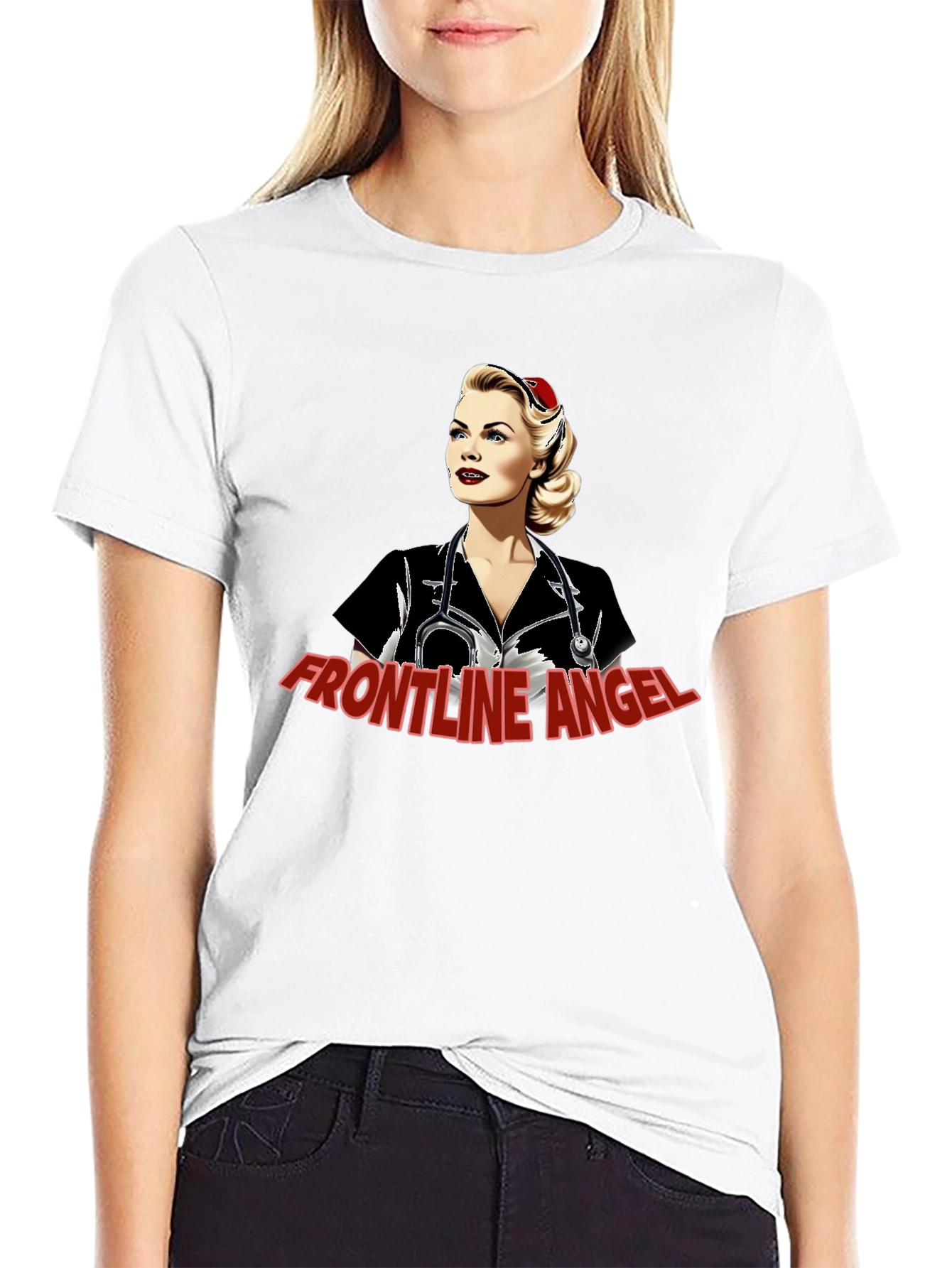 Frontline Angel Graphic T-Shirt - Black