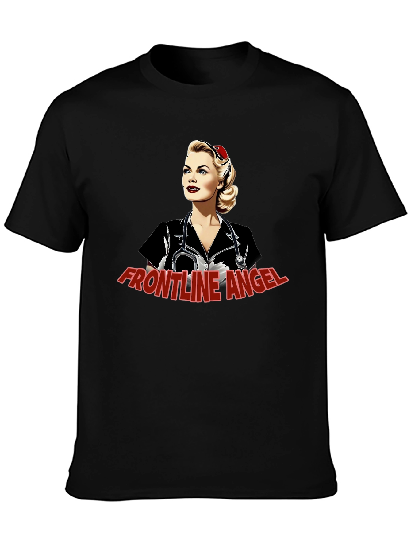 Frontline Angel Graphic T-Shirt - Black