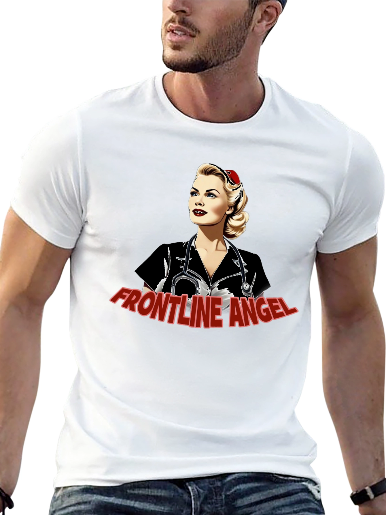 Frontline Angel Graphic T-Shirt - Black