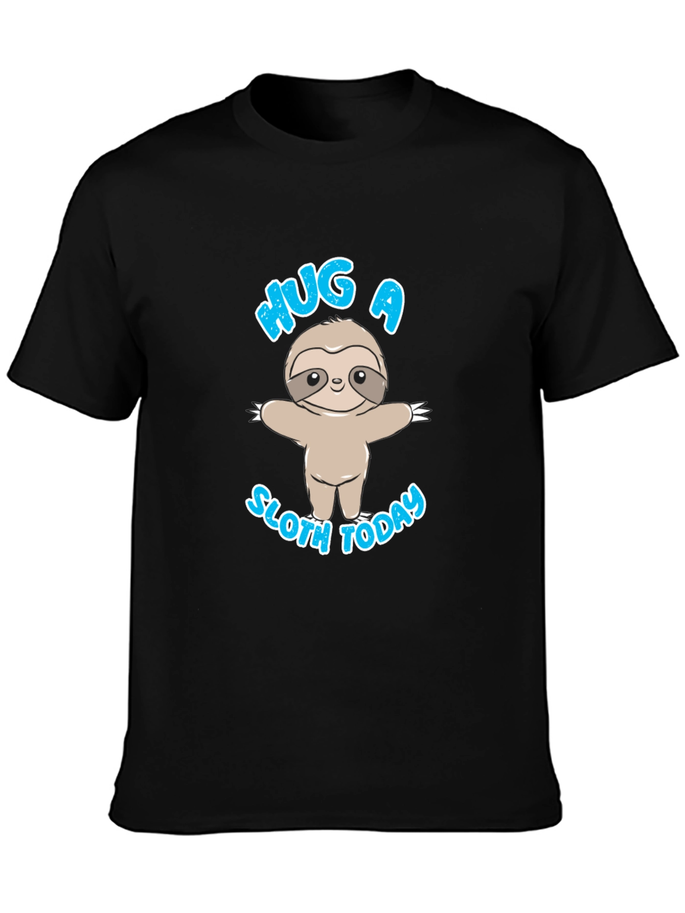 Hug a Sloth Today Black T-Shirt