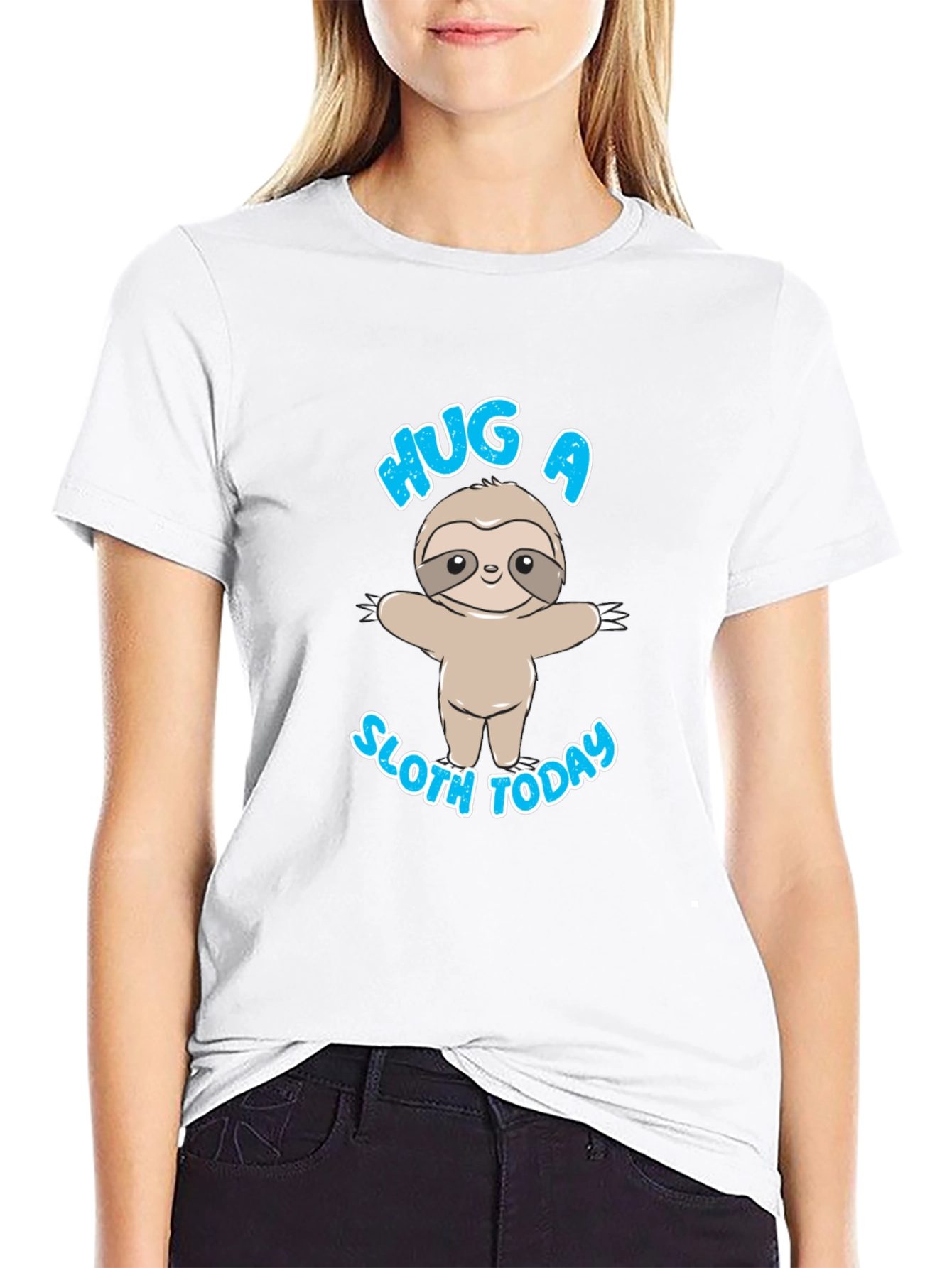 Hug a Sloth Today Black T-Shirt