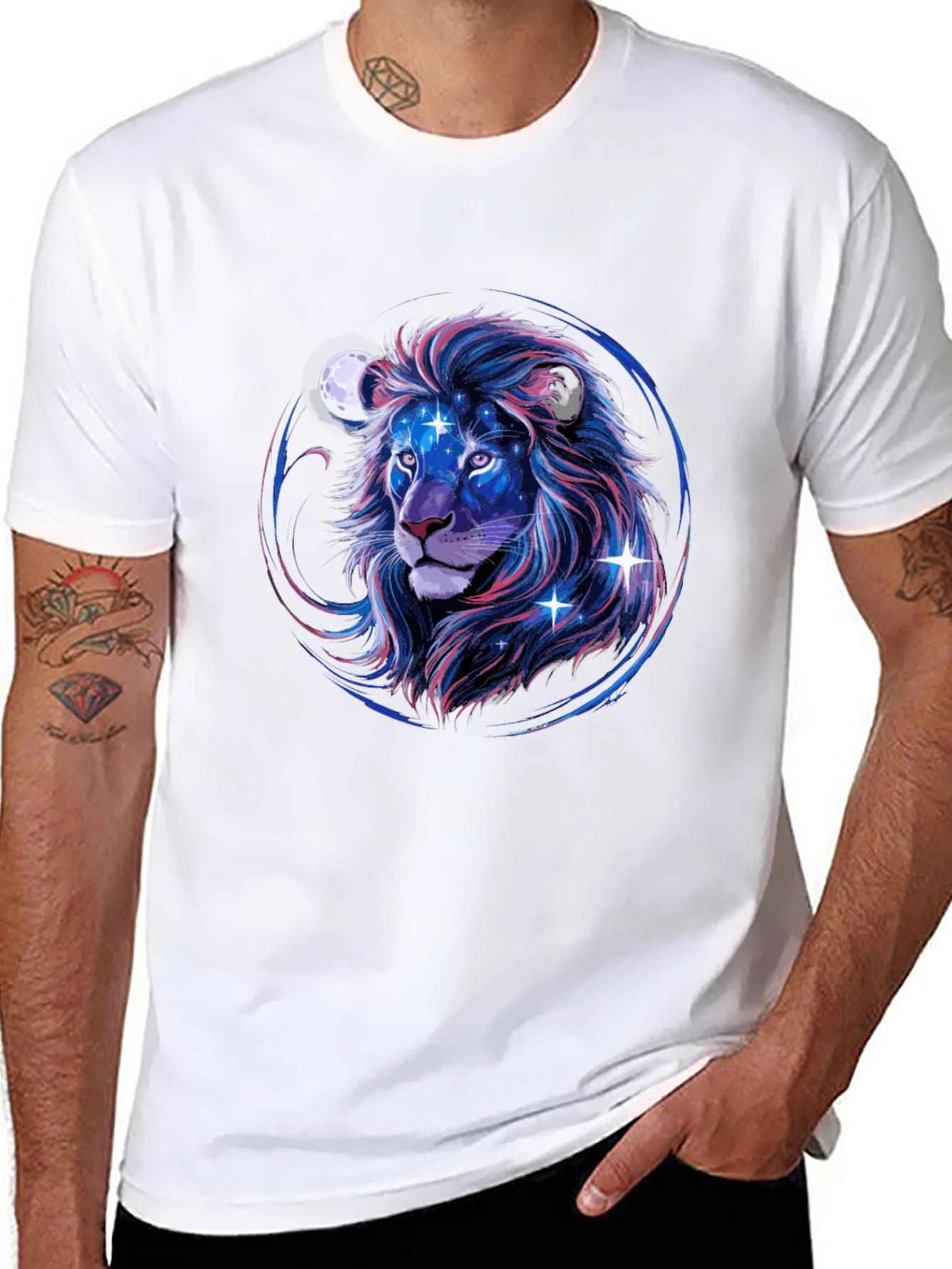 Cosmic Lion Graphic Tee - Black