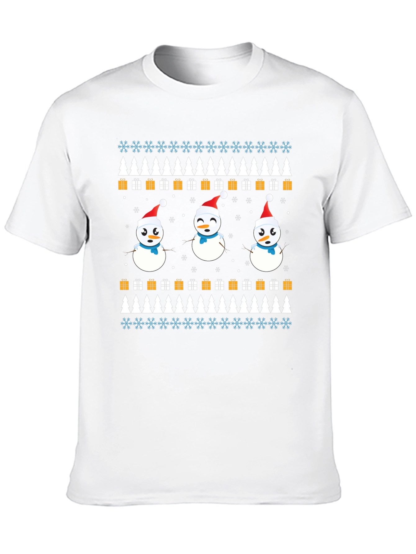 Festive Snowman Pattern T-Shirt - Holiday Cheer
