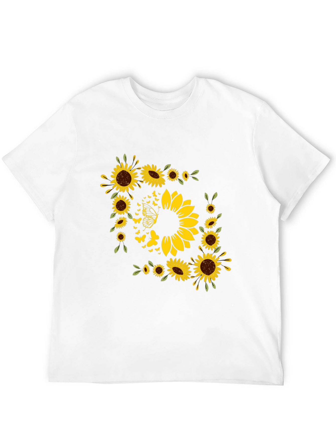 Sunflower Butterfly Graphic Black T-Shirt