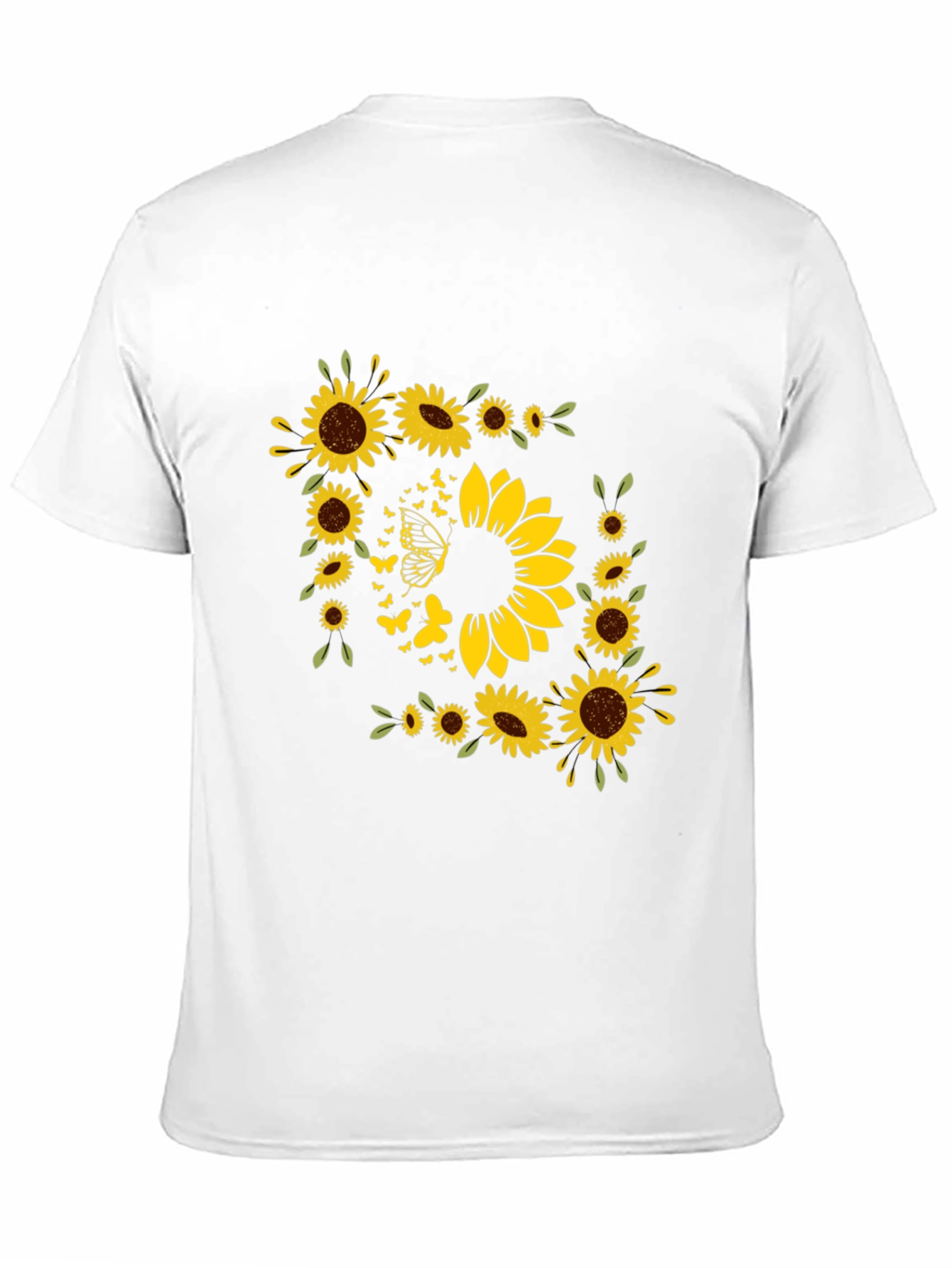 Sunflower Butterfly Graphic Black T-Shirt