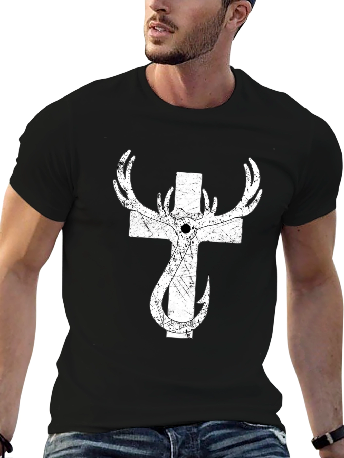 Hunting Fishing Cross T-Shirt for Men