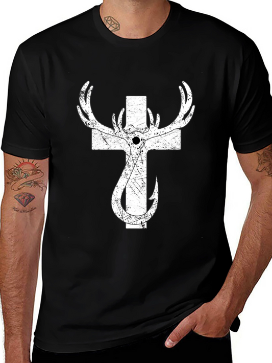 Hunting Fishing Cross T-Shirt for Men