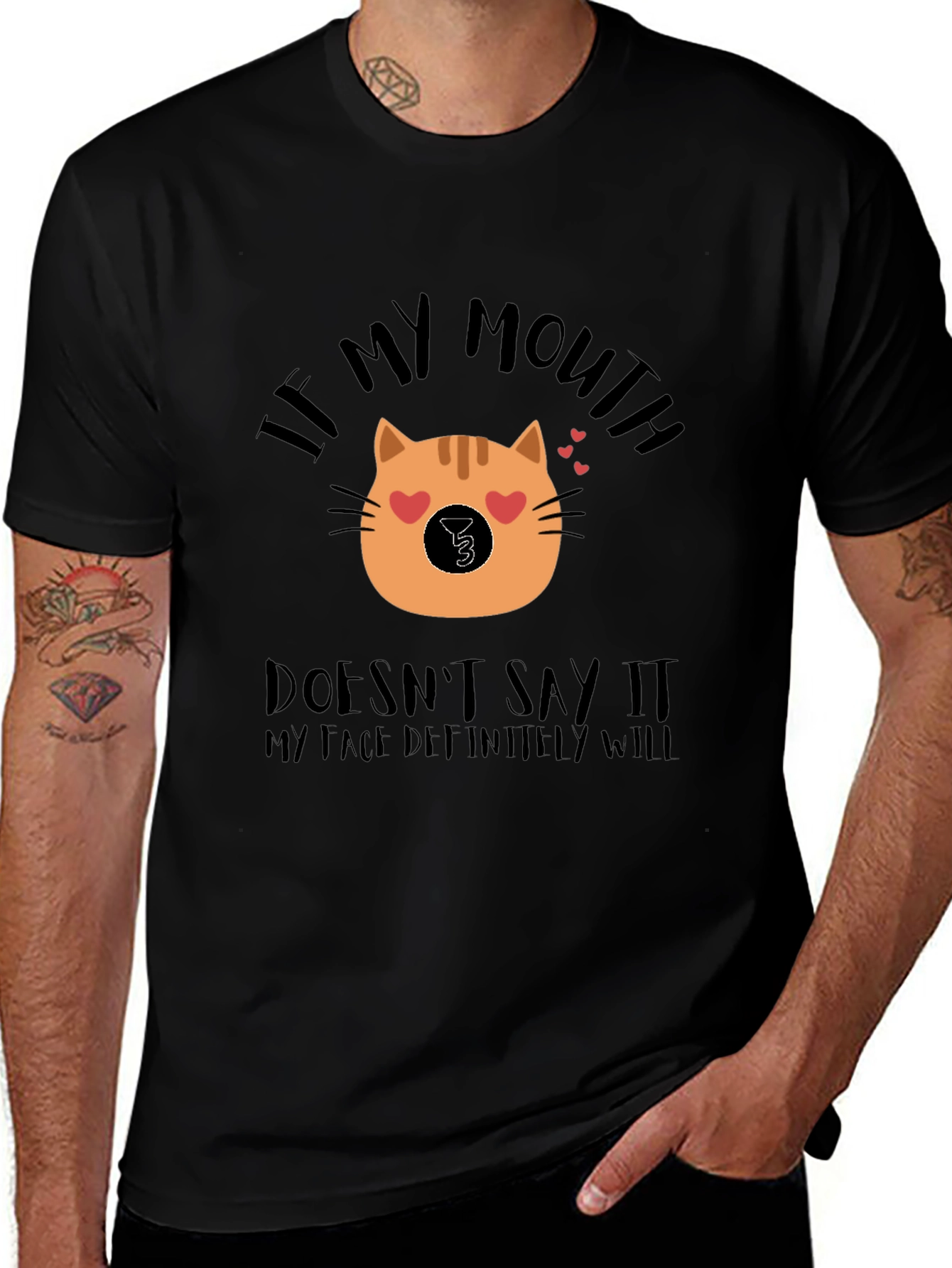 Funny Cat Face Graphic T-Shirt