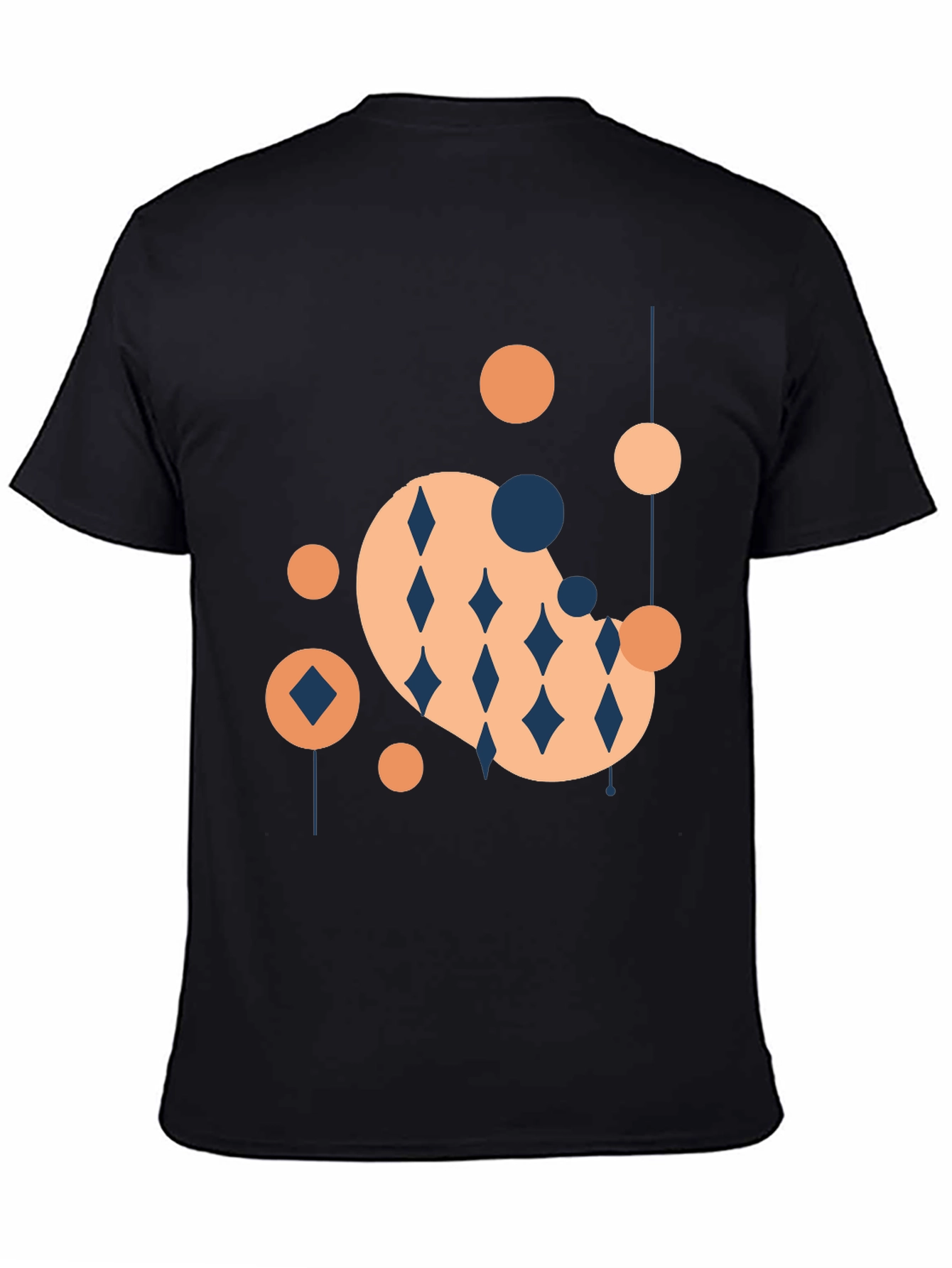 Modern Geometric Graphic Tee - Black