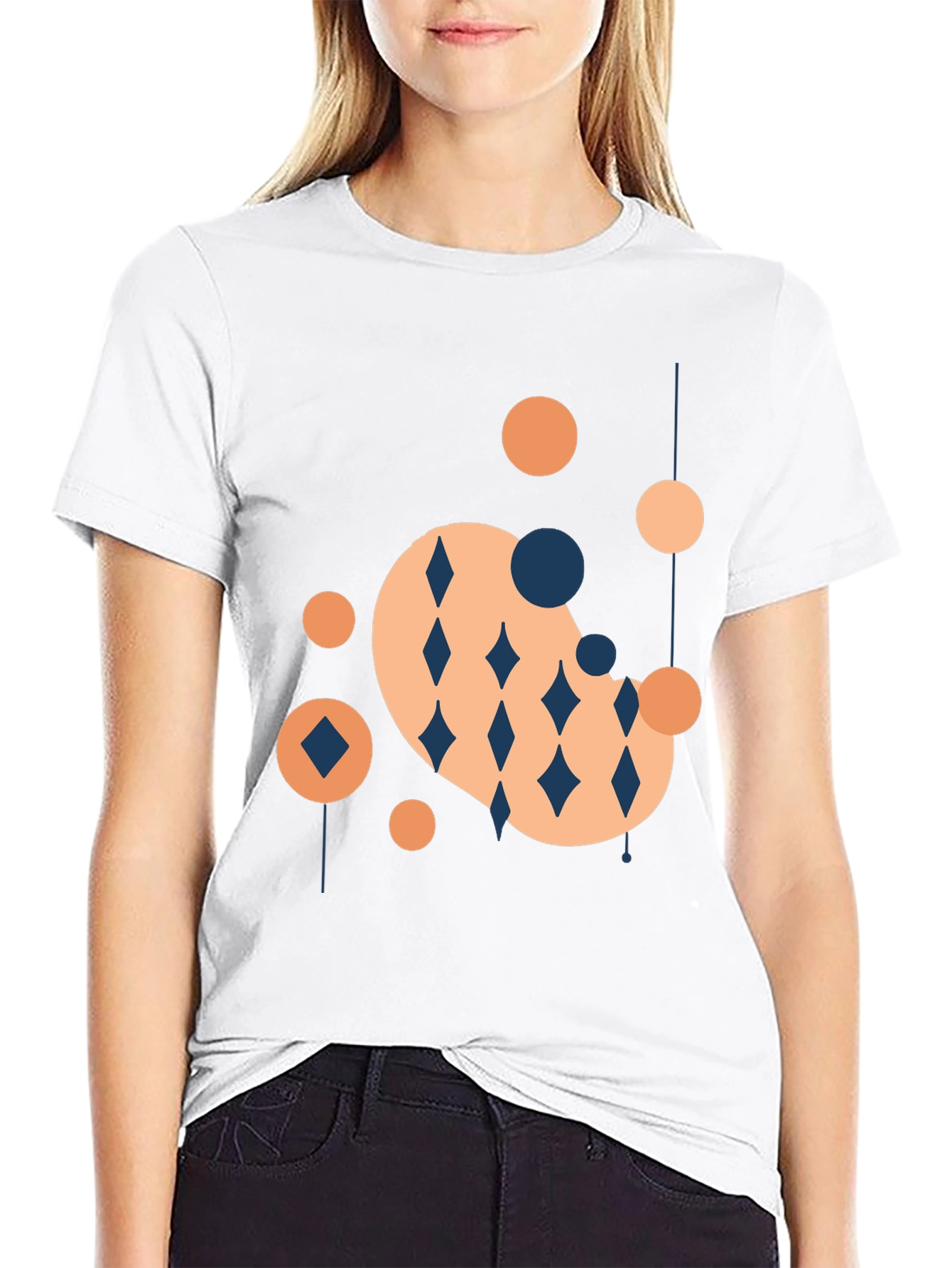Modern Geometric Graphic Tee - Black