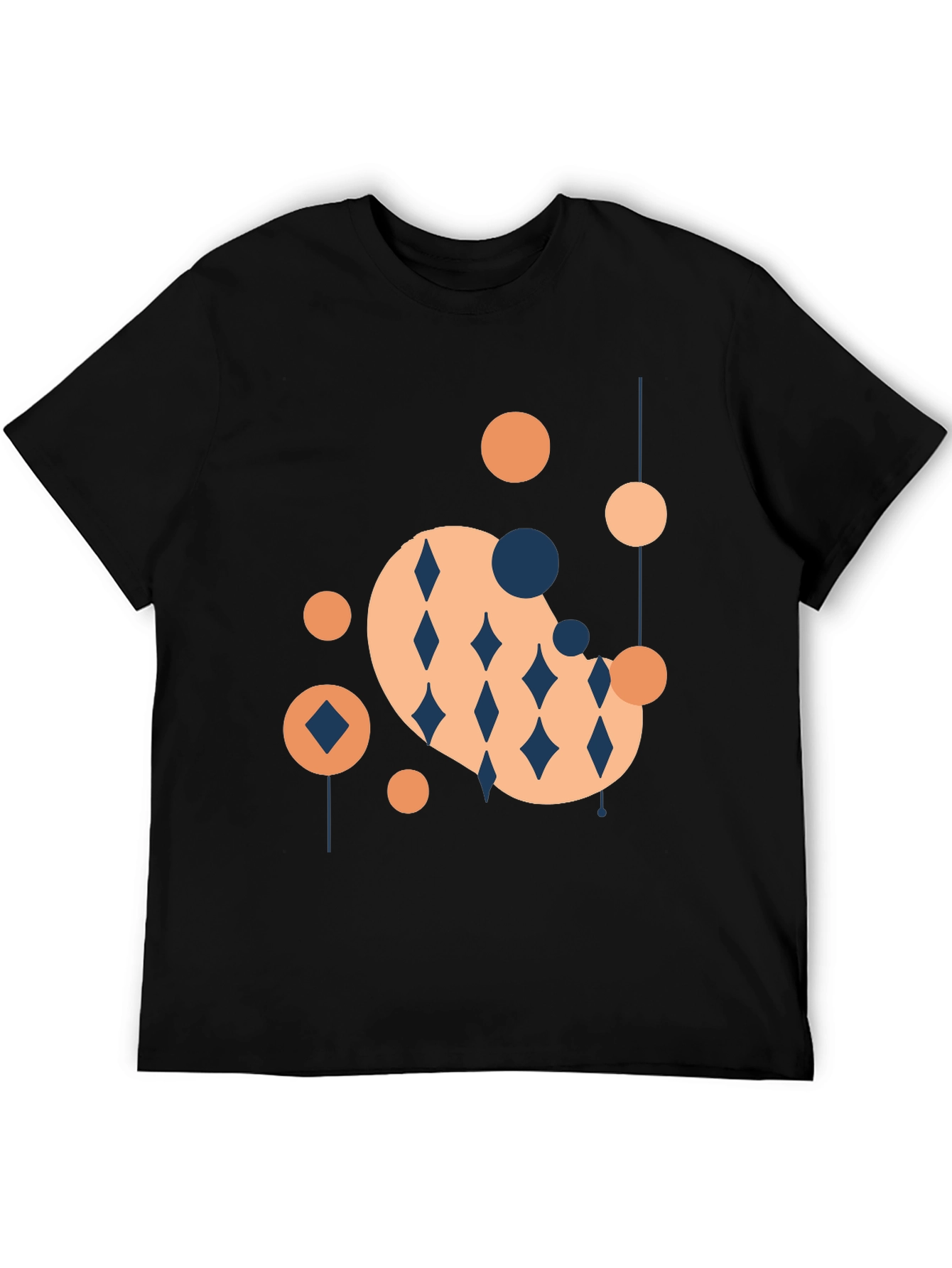 Modern Geometric Graphic Tee - Black