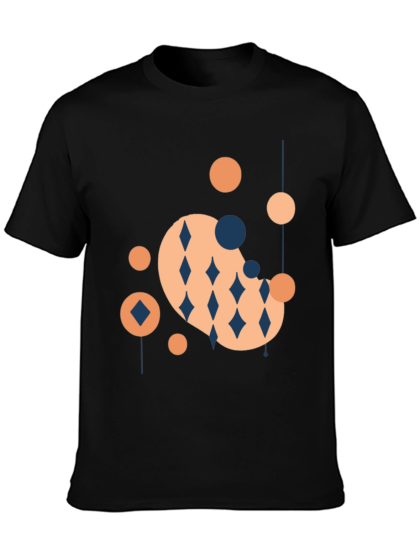 Modern Geometric Graphic Tee - Black