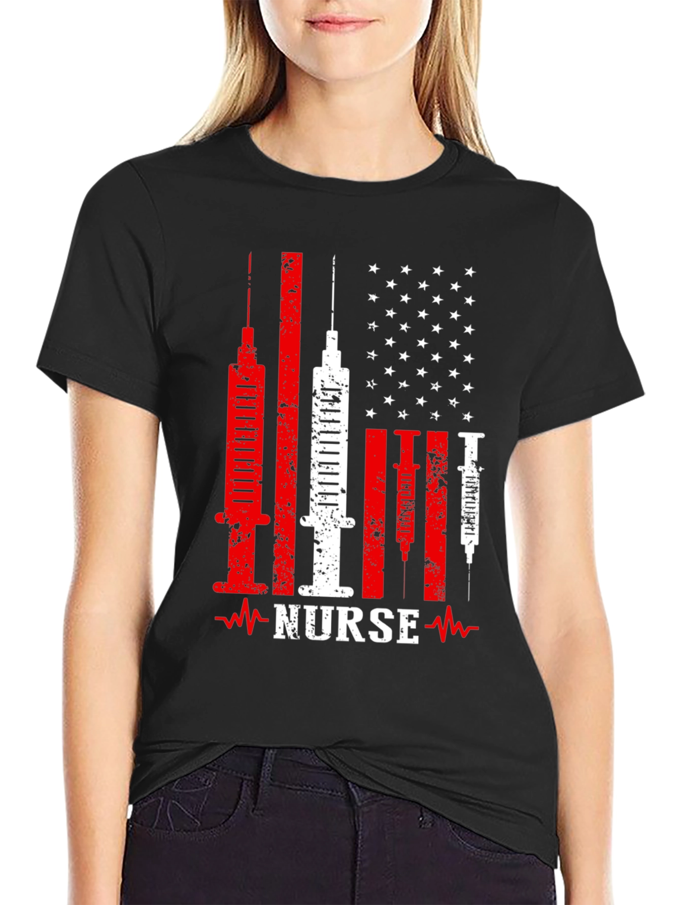 Nurse American Flag Patriotic T-Shirt
