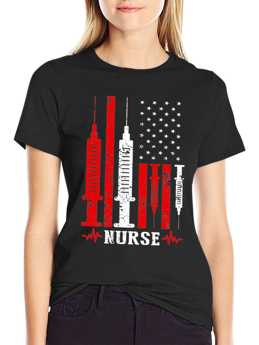 Nurse American Flag Patriotic T-Shirt
