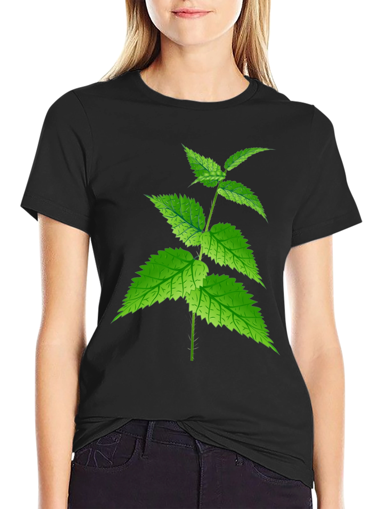 Nature-Inspired Tee: Green Leaf Print
