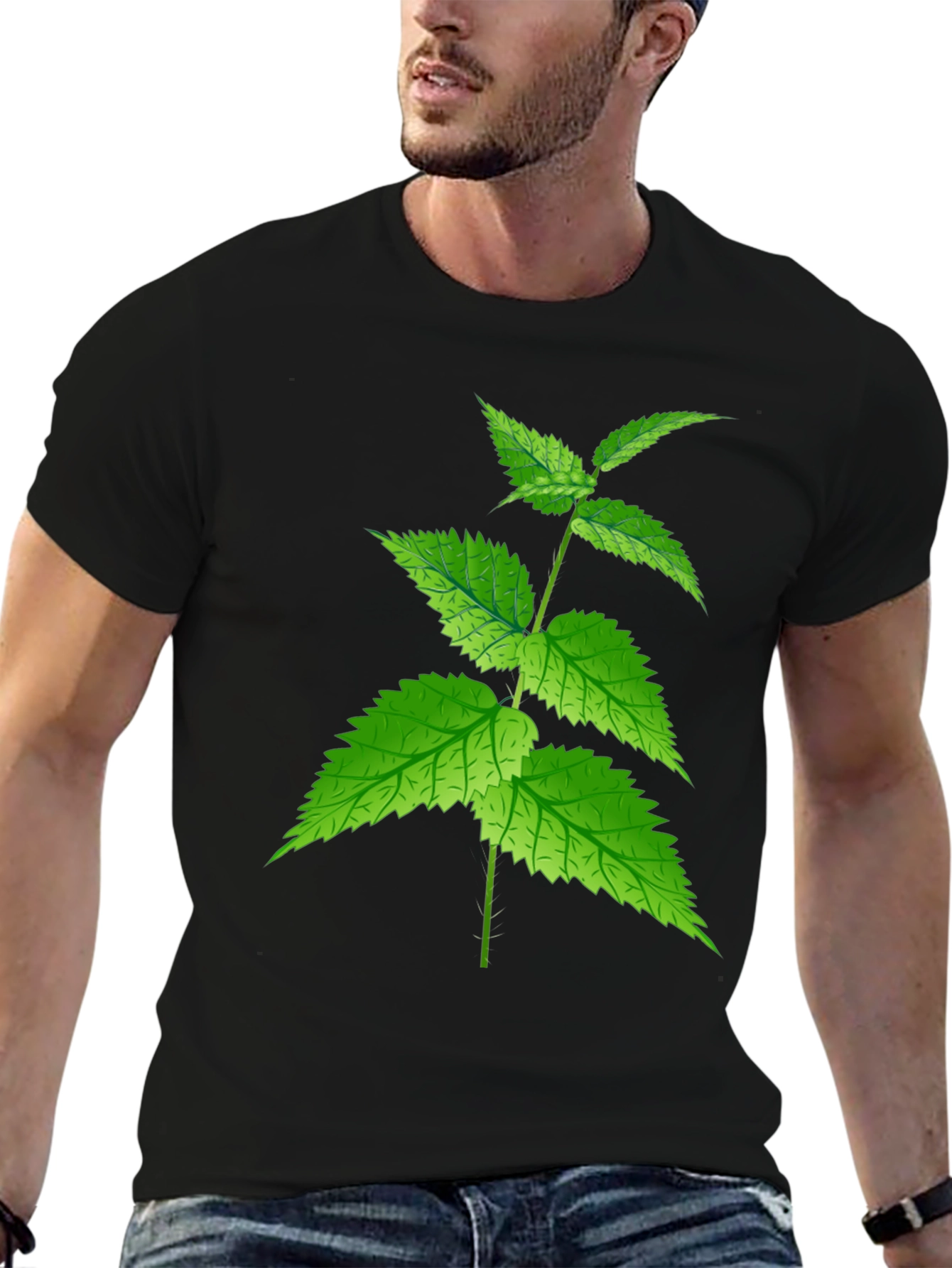 Nature-Inspired Tee: Green Leaf Print