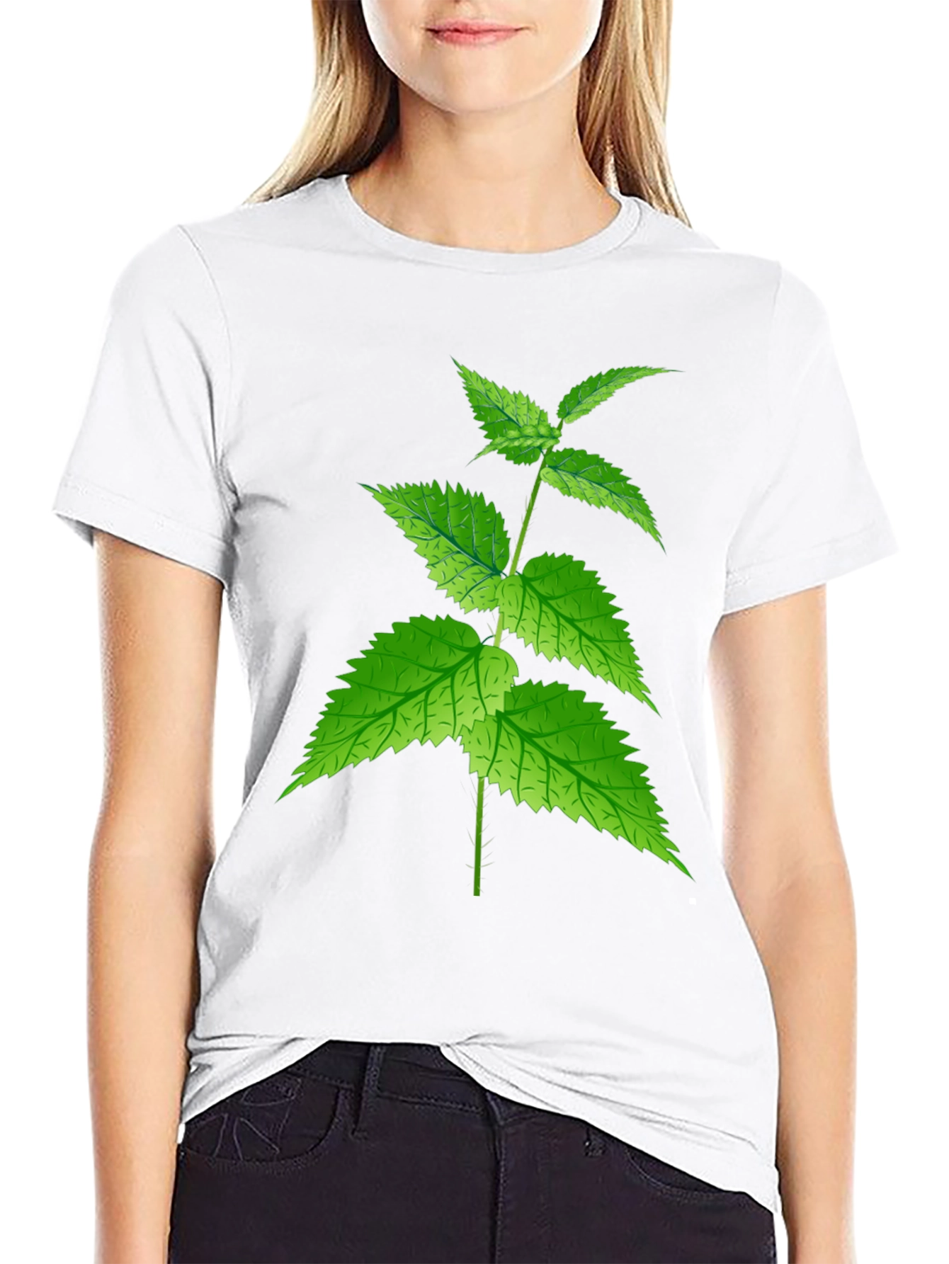 Nature-Inspired Tee: Green Leaf Print