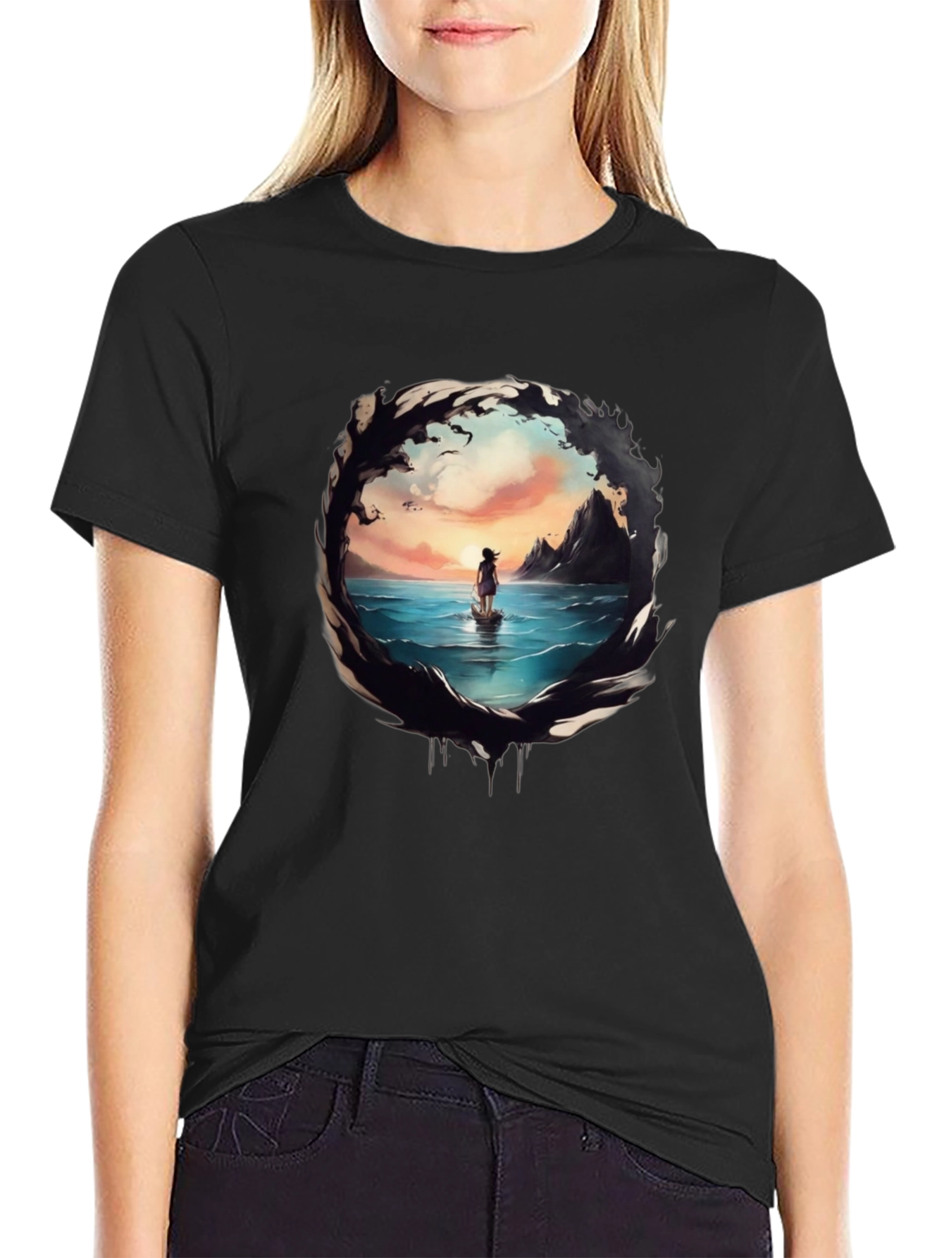 Ocean Vista Graphic Tee - Black